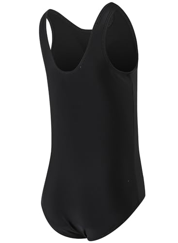 Girls' One Piece Swimsuit 6-16 Years with Removable Chest Pad Quick Dry Black 12 Years