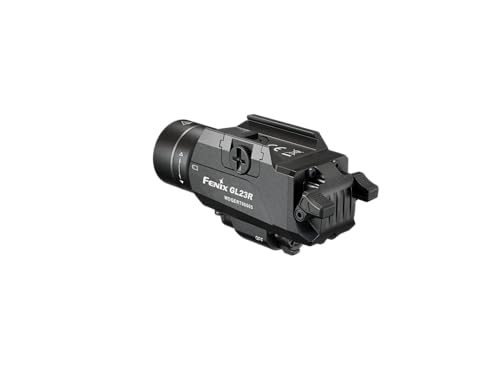 Fenix GL23R 1200 Lumen Rail Mounted Tactical Flashlight, USB-C Rechargeable, Compatible with 1913 or GL Rail with Green Beam and Organizer