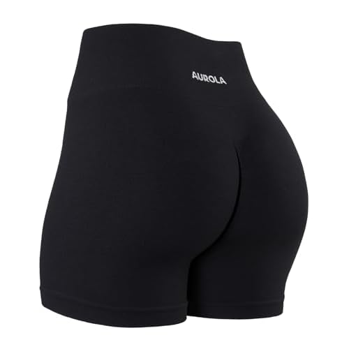 AUROLA Power Workout Shorts for Women Tummy Control Squat Proof Ribbed Thick Seamless Scrunch Active Short
