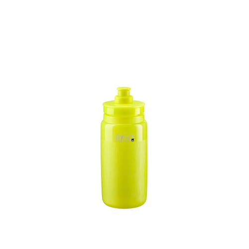 Elite Fly Tex Cycling Water Bottle 550ml - Yellow Fluo, Ultra-Lightweight, BPA-Free Sports Bottle