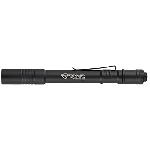 Streamlight 66133 Stylus Pro USB 350-Lumen Rechargeable White LED Pen Light for Inspectors, Law Enforcement, and Everyday Use with USB Wall Charger, and Nylon Holster, Black