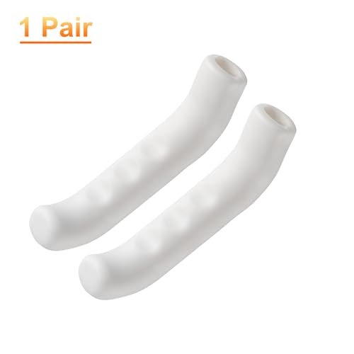 HARFINGTON 1 Pair Bike Brake Lever Cover Silicone Brake Lever Grip Protector Anti-Slip Brake Handle Protection Covers Sleeve for Mountain Road Bike Cycling, White