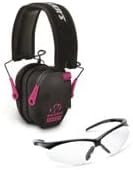 Walker's Razor Slim Electronic Hearing Protection Muffs with Sound Amplification and Suppression and Shooting Glasses Kit, Black/Pink