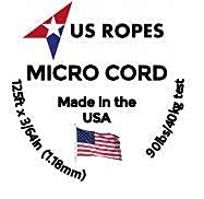 US Ropes Tactical Nylon Micro Cord 1.18mm X 125ft Lightweight Braided Cord (3/64" Diameter) on Spool Camping Boating Home Fishing Garden Jewelry 90lb Test Breaking Load (Dayglow)