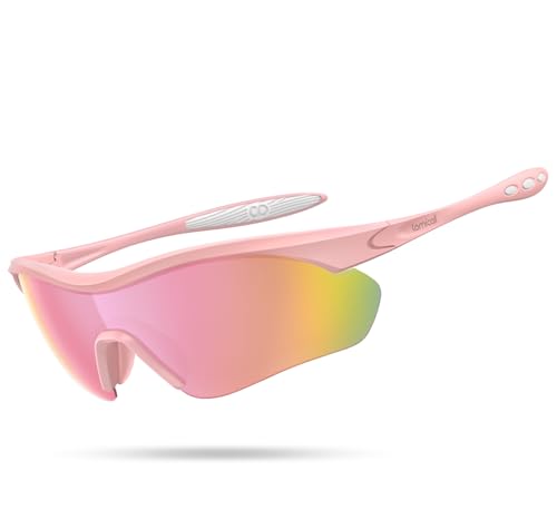 Polarized Sports Sunglasses - Pink Frame Pink Lens UV400 Protection for Men Women