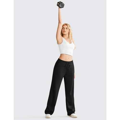 PINSPARK Women's Wide Leg Sweatpants High Waisted Baggy Workout Sweat Pants Comfy Drawstring Athletic Pants with Pockets
