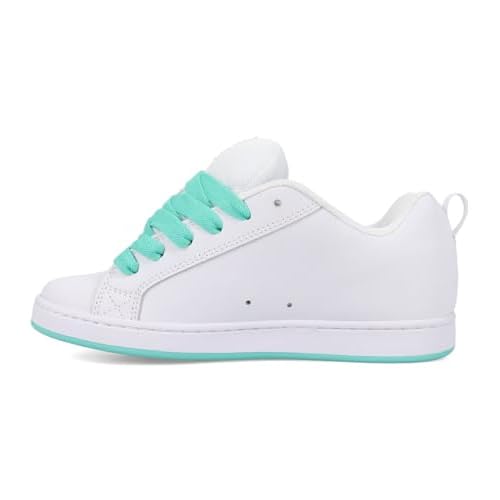 DC Shoes Women's Court Graffik Sneaker, White/Aqua, 5