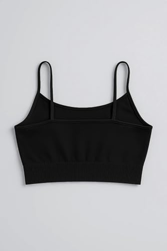Kids Sports Bra Seamless Bralette Crop Cami for Girls 4-8 Years - Black