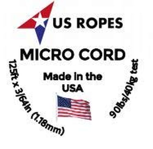 US Ropes Tactical Nylon Micro Cord 1.18mm X 125ft Lightweight Braided Cord (3/64" Diameter) on Spool Camping Boating Home Fishing Garden Jewelry 90lb Test Breaking Load (Fern)
