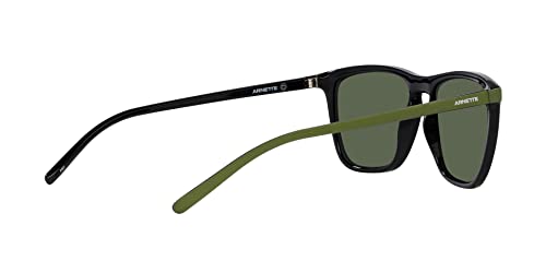 Arnette Men's AN4301 Fry Cat Eye Sunglasses, Black/Polarized Dark Green, 55 mm