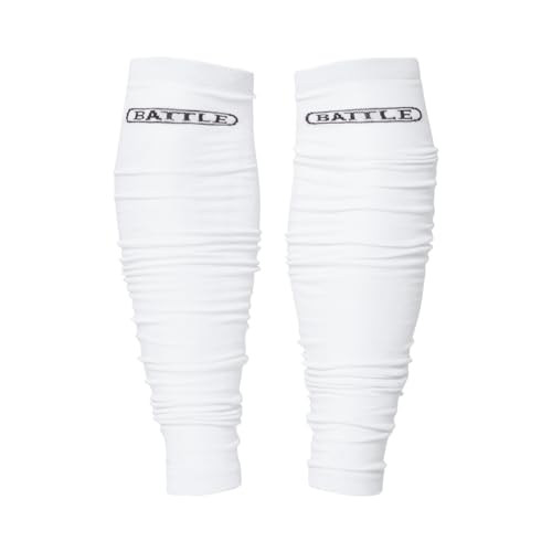 Men's Long Football Sock Sleeves - Moisture-Wicking, White / Adult L/XL