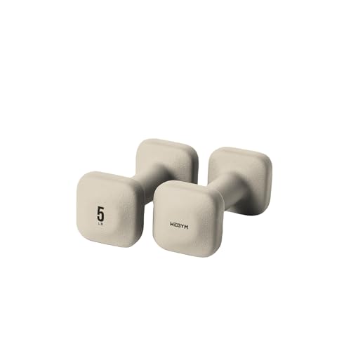 WeGym 5LB Square Dumbbells for Home Gym, Anti-Slip Hand Weights, Sandstone
