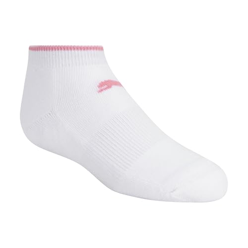 Kids' Low Cut Socks 8-Pack with Cushion & Arch Support - White/Pastel Multicolor, Size 9-11