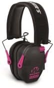 Walker's Razor Slim Electronic Hearing Protection Muffs with Sound Amplification and Suppression and Shooting Glasses Kit, Black/Pink