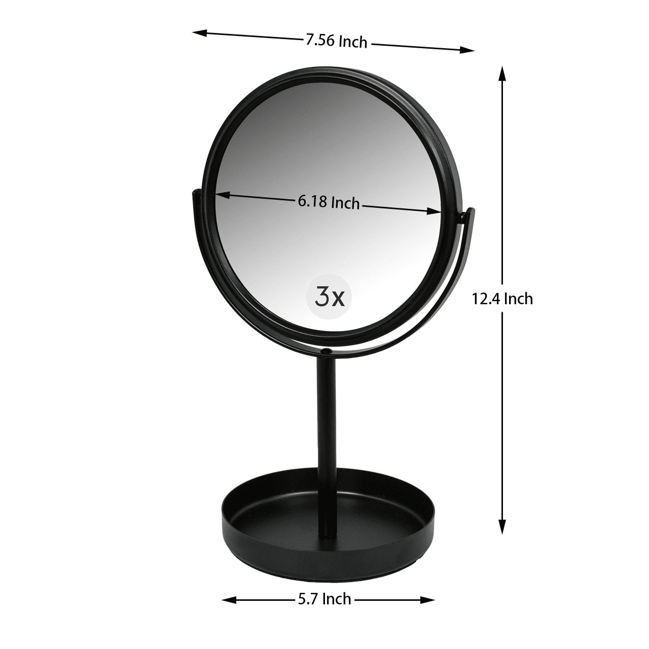 Black Metal Dual-Sided Vanity Mirror | Sleek Design for Home Decor