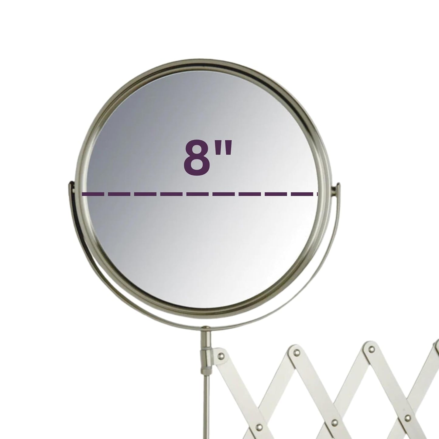 Jerdon 8-Inch Wall-Mounted Makeup Mirror | 7X/1X Magnification | Nickel Finish