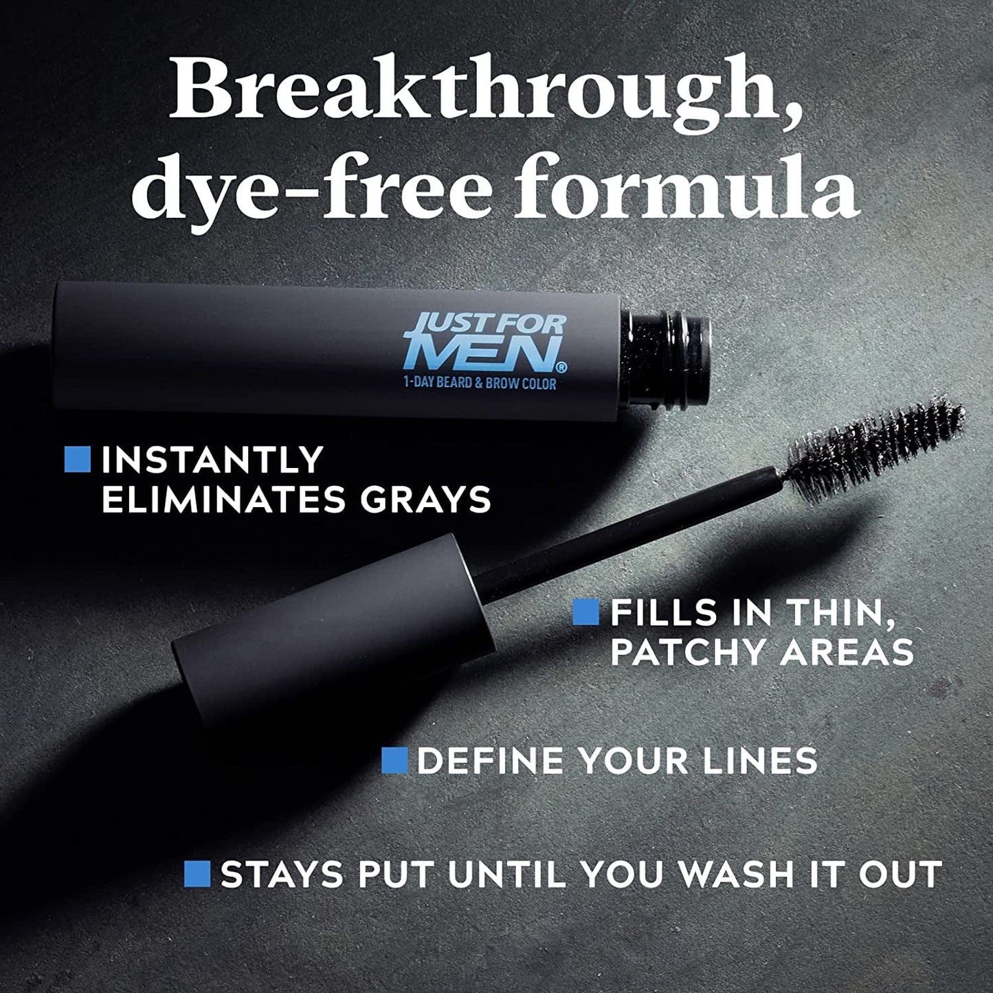 1-Day Beard & Brow Color | Temporary Dye for Men | Medium Brown, 30 Uses
