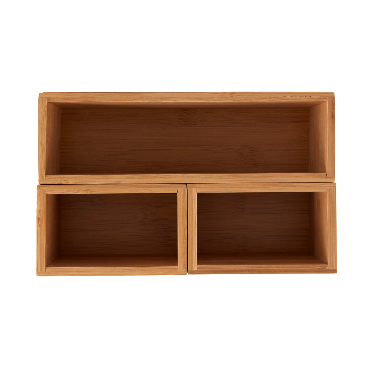 Bamboo Cosmetic & Toiletry Organizer Set | 4-Piece | Removable | Brown