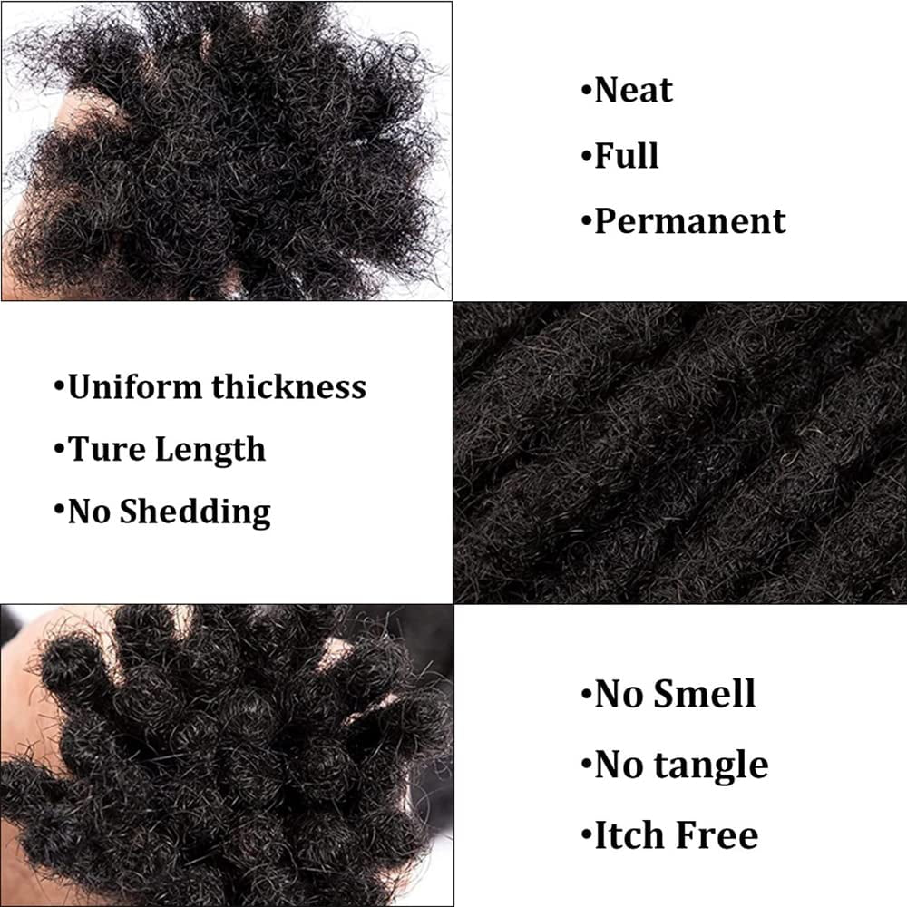 30 Strands Human Hair Dreadlock Extensions | 4 Inch | Handmade for Men & Women