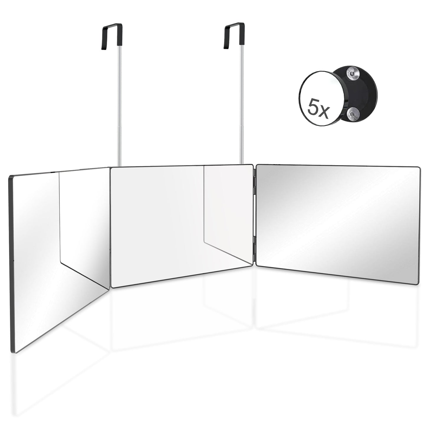 3-Way Tri-Fold Makeup Mirror | 5X Magnifying | 360° for Hair Styling