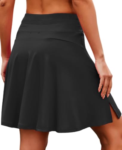 Women’s 20-Inch Skorts with Pockets Knee Length Golf Skirt Large Black S-3XL