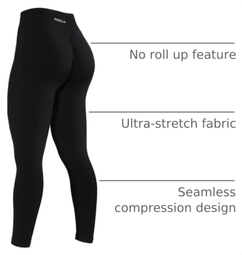 AUROLA Women's Seamless Butt Lifting Workout Leggings Medium Black