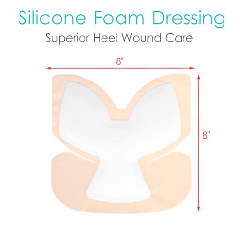 Large Pack of 3 Silicone Heel Border Foam Dressings 8x8 Inches for Wound Care
