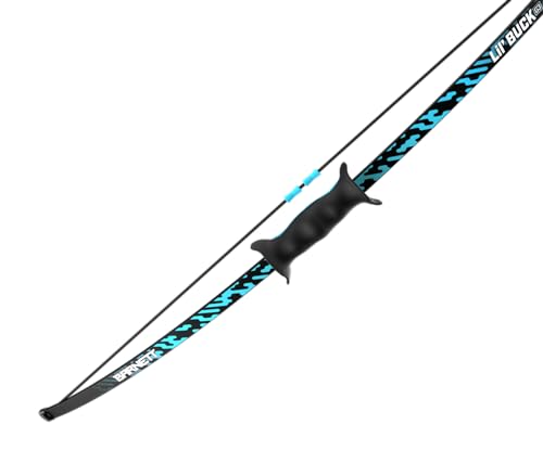 Barnett Lil' Buck Youth Bow - Youth Bow and Arrow Set for Kids, Ages 5-8, 12lb Draw Weight, 17in Draw Length, Ambidextrous Riser, Soft Touch Grip, Finger Rollers, Includes 2 Arrows, Blue