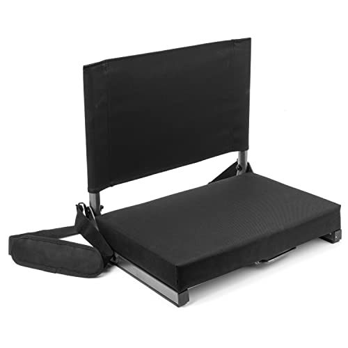 Stadium Seat with Back Support - Ultra Padded & Foldable - Black