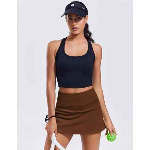 PINSPARK Pleated Tennis Skirts for Women with Short Pockets High Waisted Athletic Golf Skort Workout Pickleball Mini Skirt