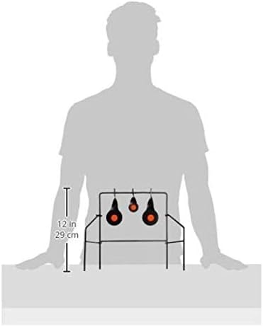 EZ Aim Metallic Triple Spinner Target System, Rimfire .22 Cal. and Air Guns, Shooting Target 12"W x 13"H, Black/Red