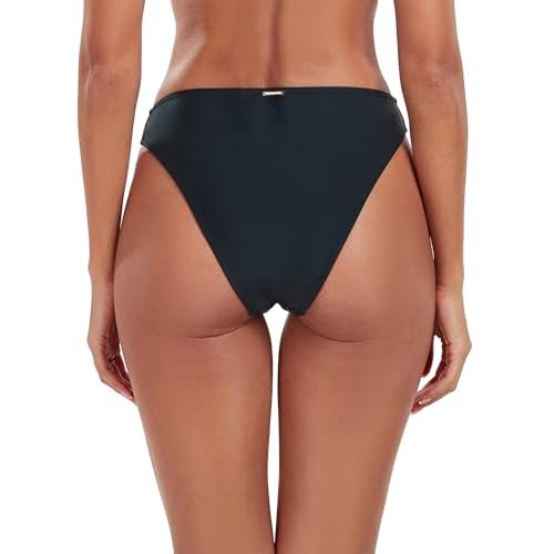 RELLECIGA Women's Cheeky Mid Waisted High Cut Bikini Bottoms