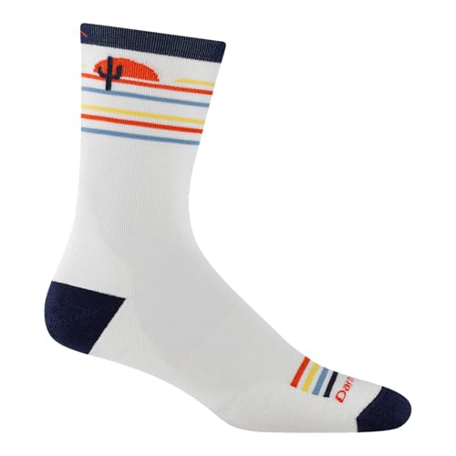 Men's Micro Crew Lightweight Cushioned Socks Large White - Darn Tough