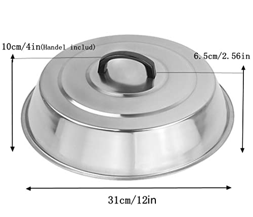 12 Inch Stainless Steel Griddle Dome Cover for Cooking & Melting Cheese