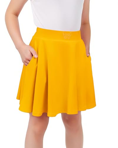 Kids Athletic Skirts with Built-In Shorts - Casual Mini Skorts for Girls 4-5T Yellow