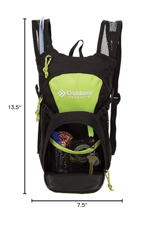 Outdoor Products Tadpole Hydration Pack (Black) (Violet Tulip) (Acid Lime) and (Black) (Bright Blue) Bundle