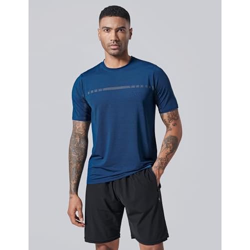 5 Pack Men¡¯s Active Quick Dry Crew Neck T Shirts | Athletic Running Gym Workout Short Sleeve Tee Tops Bulk