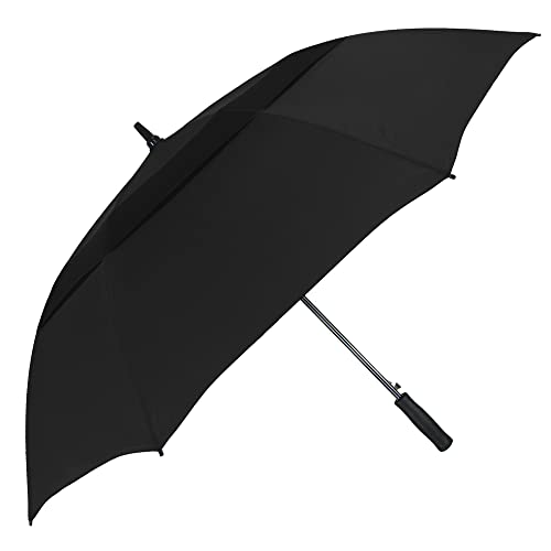 Black Large 58-Inch Windproof Golf Umbrella - Heavy Duty Double Canopy