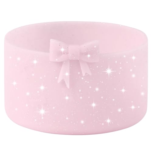 Glitter Bow Silicone Boot for Owala 32oz, Anti-Slip Protective Sleeve Bottom Bumper Protector for FreeSip, Twist, and Flip Stainless Steel Water Bottles Accessories, BPA Free
