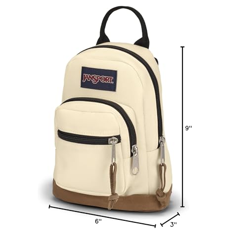 JanSport Right Pack Mini – Compact Backpack with Large Main Compartment, Front Utility Pocket, and Front Zippered Stash Pocket, Coconut