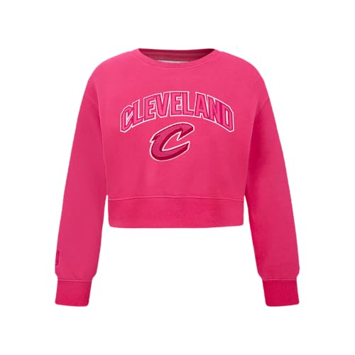 Big Girls NBA Classic Triple Pink Fleece Crewneck Sweatshirt - Cleveland Cavaliers Medium