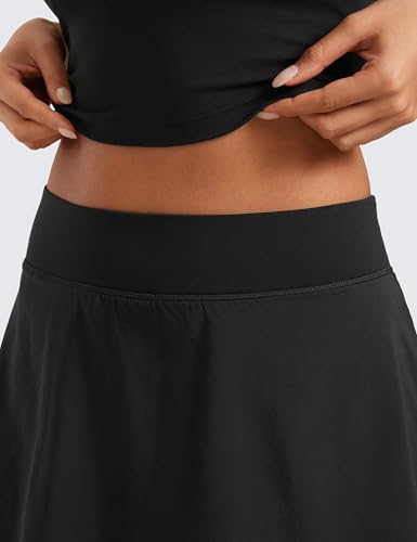 High Waisted Flowy Tennis Skirt - Large Black | Athletic Skirt for Tennis & Golf