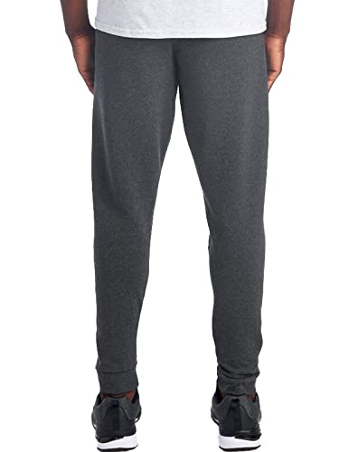 Black Heather Large Jerzees Men's Fleece Joggers with Pockets - Relaxed Fit