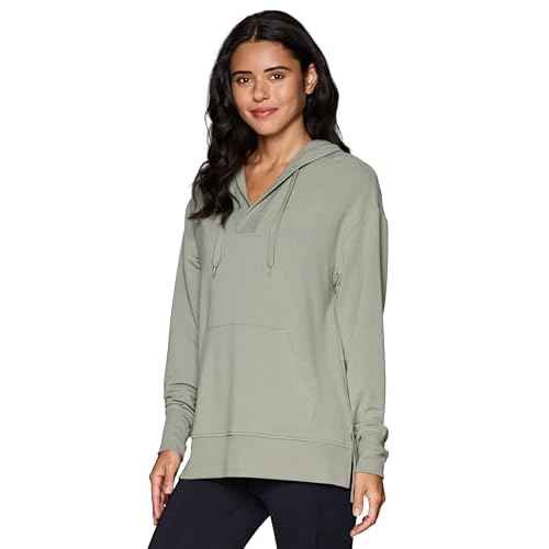RBX Active Women's Hoodie Tunic in Regular/Plus Sizes, V-Neck Relaxed Fit Lightweight French Terry Sweatshirt with Pocket