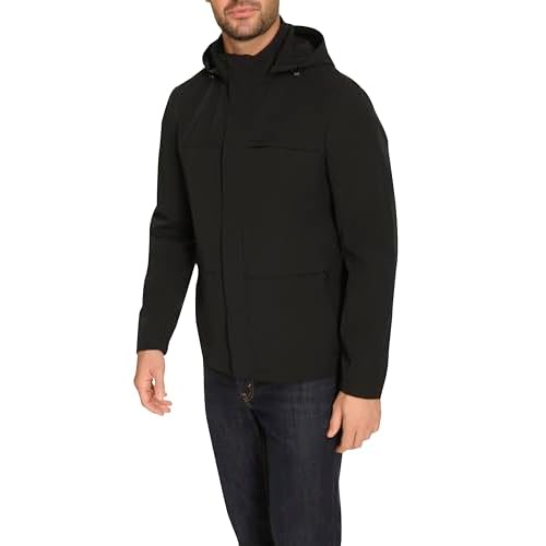 Cole Haan mens Long Sleeve Hooded Rain Parka
