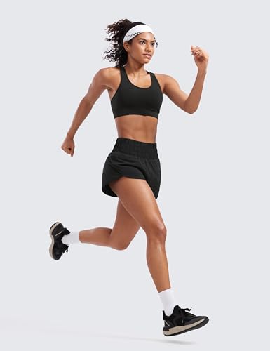 CRZ YOGA Dolphin Running Shorts 3-Inch - Medium Black, Quick-Dry & Soft