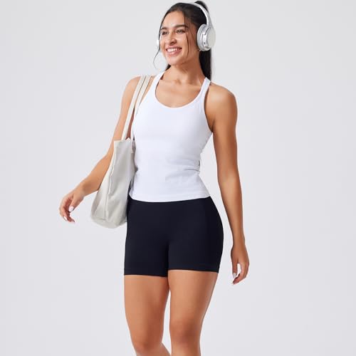 Women's Seamless Gym Shorts 5-Inch Scrunch Butt Lift Workout Tummy Control XL Pack - Black, Brown, Gray