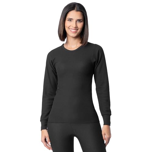Indera Women's Thermal Long Johns Crew Top Small Black