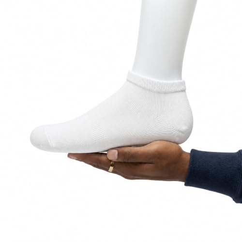 Wide-Cuff Cotton Ankle Socks for Men & Women 8 Pairs - Women 11–13 / Men 10–12 / White