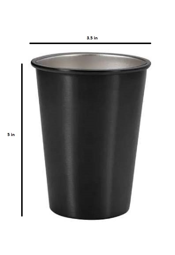 7 Steps - Stainless Steel Pint Cup 500 ml / 16 oz - Durable - Reusable - Party - Outdoor - Hiking - Camping - Picnic - Stackable Cup for Beer Juice Soda (Pack of 4) (Black)